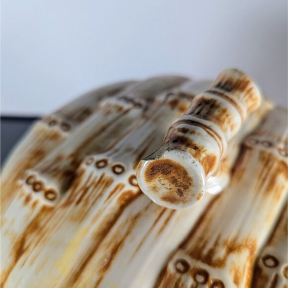 Vintage MCM Bamboo Design Ceramic Cookie Jar Canister Large - Picture 3 of 5